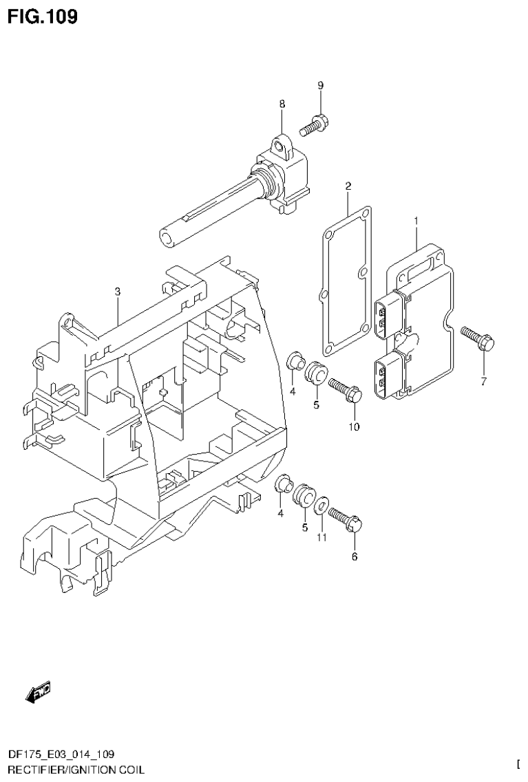 Suzuki DF175ZG RECTIFIER/IGNITION COIL (DF175TG E03) parts diagram